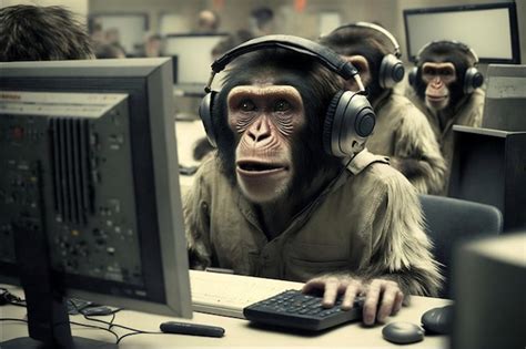 Premium Photo | Monkey at Work A Call Center Employee AI