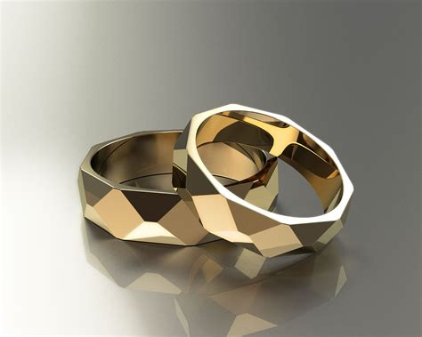 Polygon wedding rings 3D model 3D printable | CGTrader