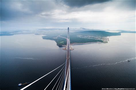 Unique view from the pylon of the Russky Bridge · Russia Travel Blog