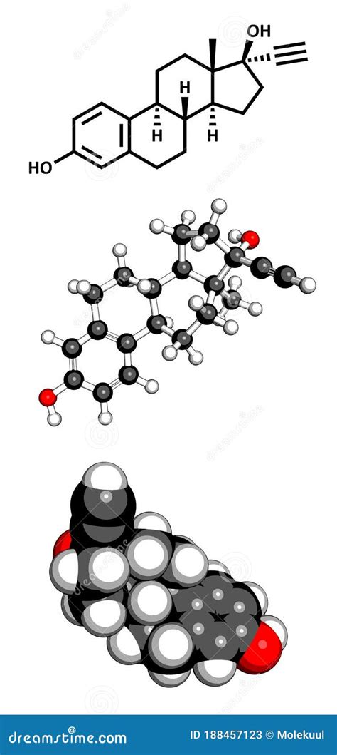 Ethinyl Estradiol (EE) Anticonceptive Hormone Molecule Stock ...