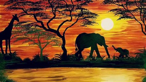 Pin by Katrina Carnagey on AFRIKA | Landscape paintings, Sunset painting acrylic, African art ...