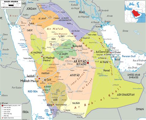 Political Map of Saudi Arabia - Ezilon Maps