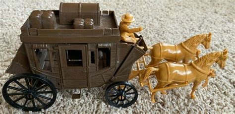 Vintage Plastic toy Cowboy Stagecoach horses USA Western toy | eBay