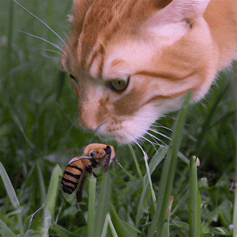 Orange Tabby Cat with Bee · Creative Fabrica
