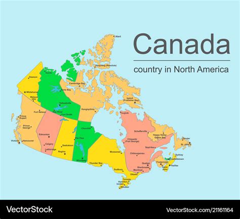 Canada map with provinces and cities Royalty Free Vector