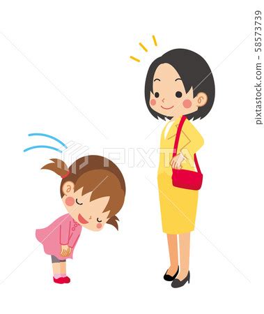 A polite little girl bowing and thanking - Stock Illustration [58573739] - PIXTA