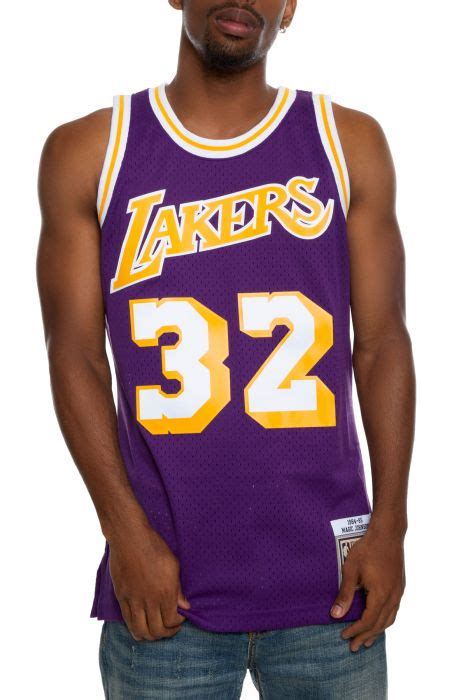 MITCHELL AND NESS Los Angeles Lakers Magic Johnson Swingman Jersey SMJYGS18176-LALPURP84EJH - Shiekh