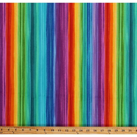 Cotton Rainbow Stripes Bright Colors Multi-Color Striped Cotton Fabric ...