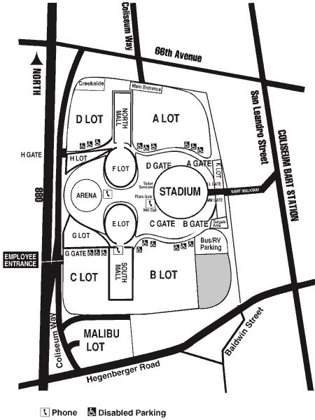 Oakland Coliseum parking map - Stadium Parking Guides