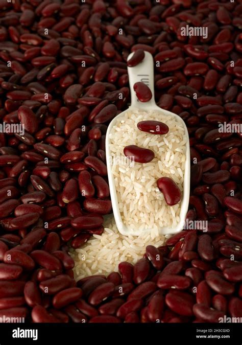 Red Kidney beans and rice food ingredient still-life Stock Photo - Alamy