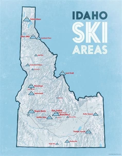 Idaho Ski Resorts Map 11x14 Print | Ski resort, Vacation map, Skiing