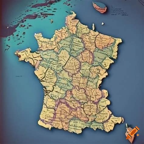 Vintage map of france