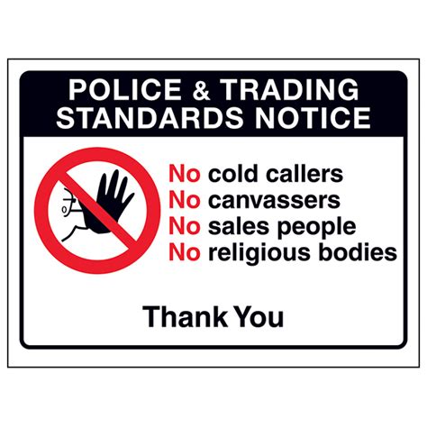 Trading Standards: No Cold Callers or Sales People | Junk Mail/Cold Caller Signs | General ...