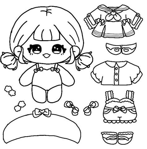 the paper doll is ready to be cut out and put on it's own clothes