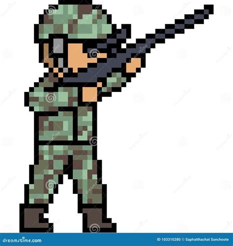 Vector Pixel Art Soldier Shot Stock Vector - Illustration of walk ...