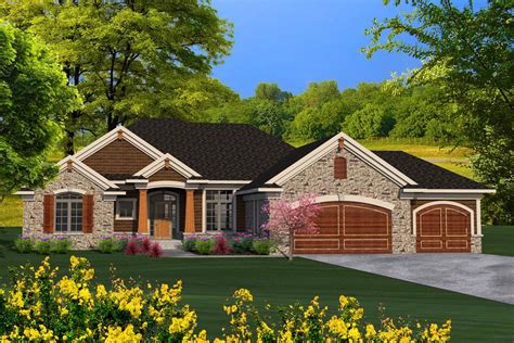 Craftsman Style House Plan - 3 Beds 2 Baths 2092 Sq/Ft Plan #70-1195 | Ranch style homes, Ranch ...