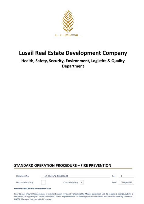 (PDF) Lusail Real Estate Development Company Store/HSEQ... · Lusail Real Estate Development ...