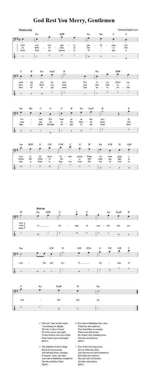 God Rest You Merry, Gentlemen - Bass Guitar Sheet Music and Tab with ...