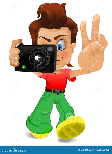 Cartoon Boy With Camera Vector Illustration | CartoonDealer.com #57301860