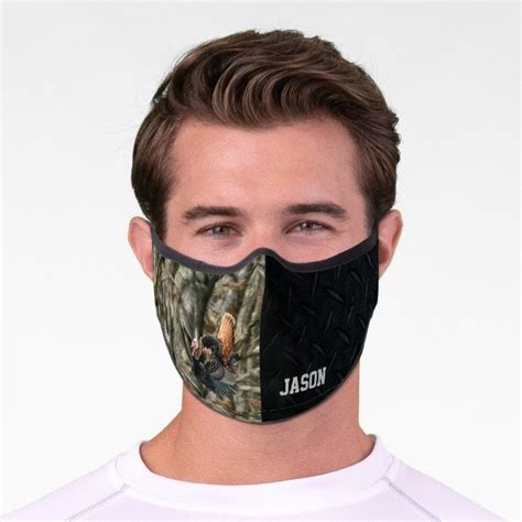 Camo Forest Green Turkey Hunting Cool Men's Black Premium Face Mask | Zazzle.com in 2021 | Face ...