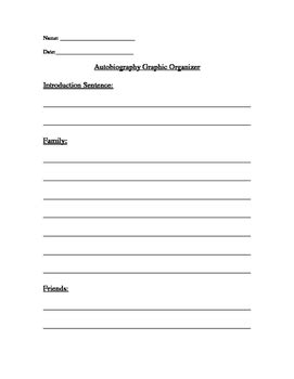 Autobiography Graphic Organizer by Melissa Winter | TPT