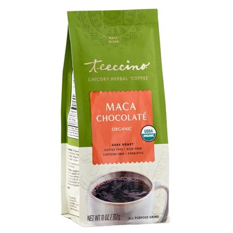 Teeccino Organic Herbal Coffee Alternative Caffeine Free Chocolate Dark Roastw/Maca -- 11 oz ...