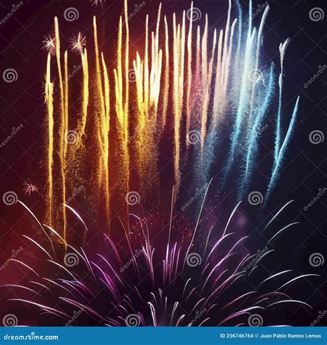 Abstract Fireworks Background. Fireworks Light Up in the Sky, Concept of Celebration. Stock ...