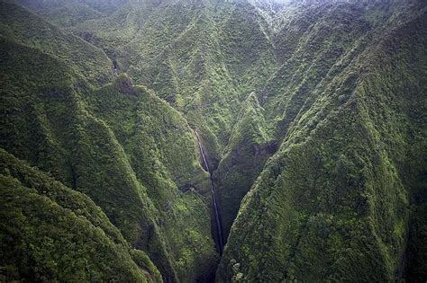 waterfall, mountains, landscape, hawaii, island, kauai, scenic, scenery, green, nature ...