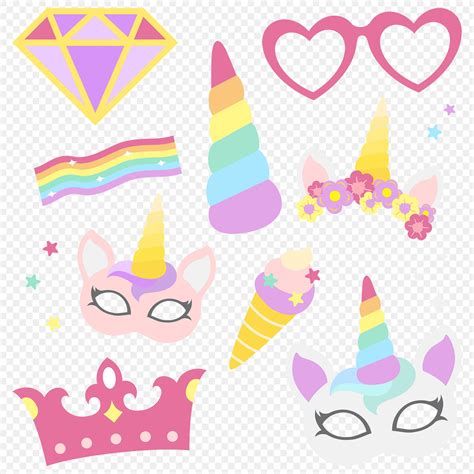 Cute unicorns with magic element stickers vector | Free stock illustration - 515616