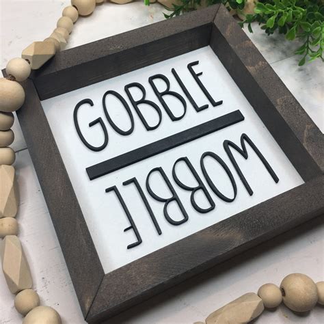 Turkey Gobble Gobble Funny Gobble til you Wobble Framed Sign | Etsy