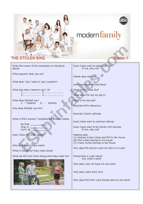 Modern Family Series 1 Episode 2 - ESL worksheet by jmthomas