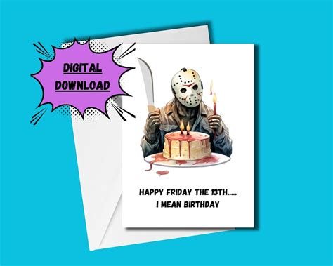 Friday the 13th Birthday Card Easy Downloadable Card for Friday the 13th Digital Download ...