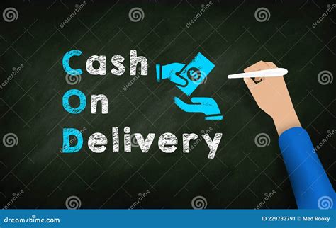 Cash on Delivery Service Concept Chalkboard. COD Symbol with Businessman Hand Writing on ...