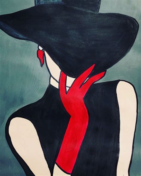 Woman in Hat | Line art drawings, Modern art canvas painting ...