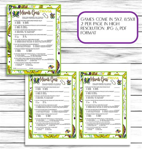 Mardi Gras Party Games Mardi Gras Trivia Game Mardi Gras - Etsy