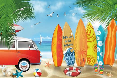 Beach Backdrop, Beach Party/surf Party Photography Background, Beach Theme Party Backdrop ...