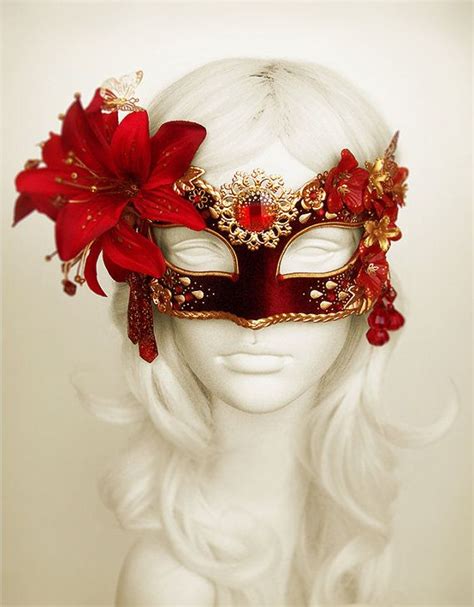 Burgundy, Red & Gold Masquerade Mask WithVarious Embellishments ...