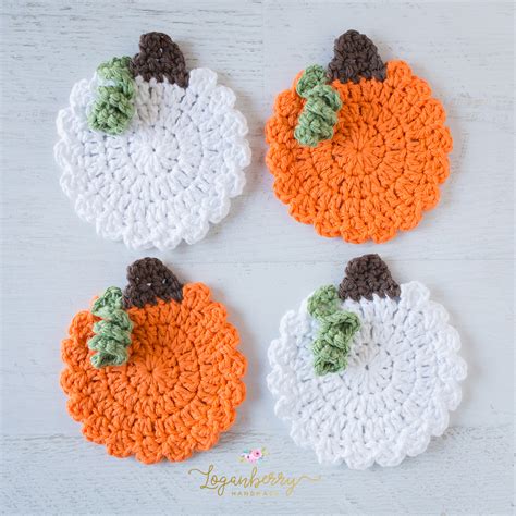 Crochet Pumpkin Coaster 3 - Loganberry Handmade