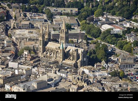 Aerial photograph of Truro Town and Truro Cathedral Stock Photo - Alamy