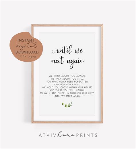 Until We Meet Again Printable Poem Sign Memorial Because - Etsy Australia