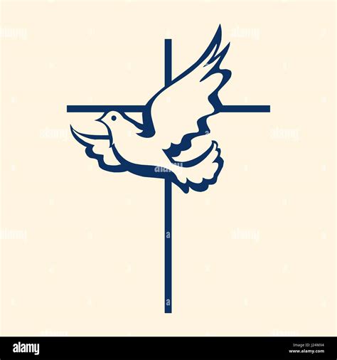 Church logo. Christian symbols. The cross of Jesus and the dove are a symbol of the Holy Spirit ...