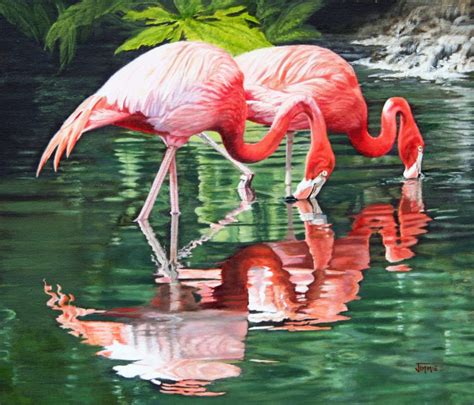 Two Flamingos, prints of original painting | Bartlett Pair Art