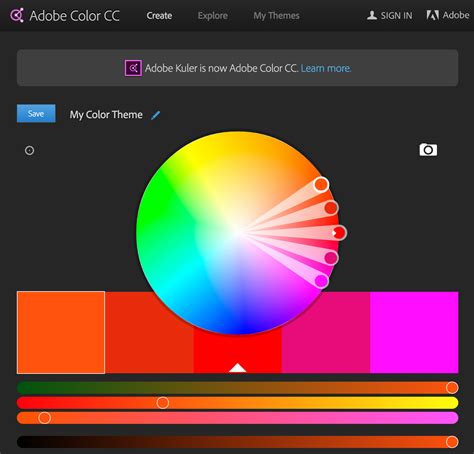https://kuler.adobe.com/create/color-wheel/ | Color palette generator, Color wheel, Adobe color cc