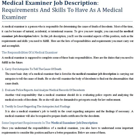 Medical Examiner Job Description: Requirements And Skills To Have As A Medical Examiner | shop fresh