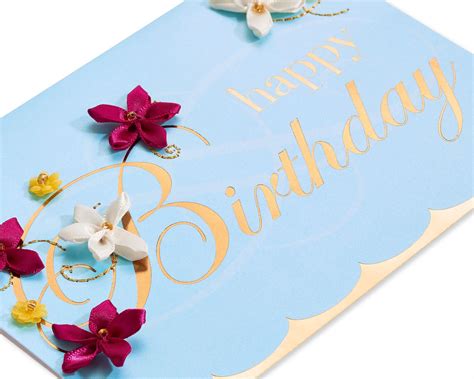 Beads Birthday Embroidered Flower Lettering Birthday Greeting Card For Her | Papyrus