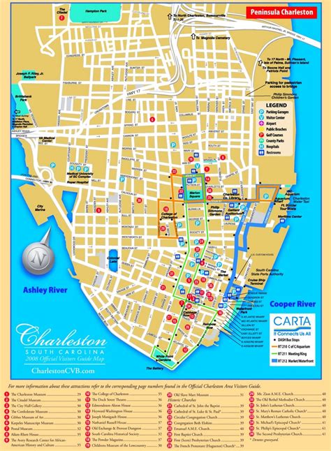 Charleston tourist map - Ontheworldmap.com