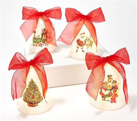 "As Is" Mr. Christmas Set 4 Illuminated Glass Bell Ornaments - QVC.com