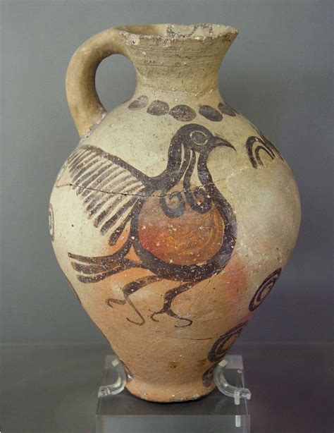 Late Cycladic/Minoan jug with a painting of a bird. Artist unknown; ca. 1600 BCE. Now in the ...