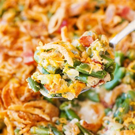 Cheesy Green Bean Casserole with Bacon - Handle the Heat