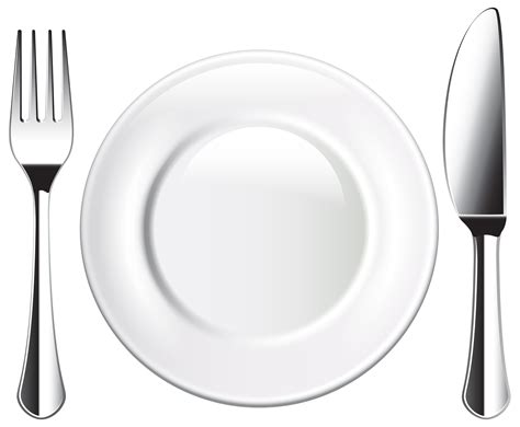 Plate Spoon And Fork Clipart Black And White - Download Free Mock-up